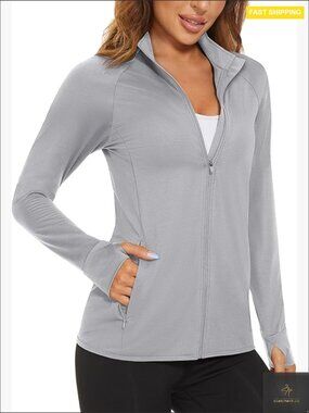 Lightweight Athletic Jacket UPF 50+ Full Zip Long Sleeve Outdoor Hiking